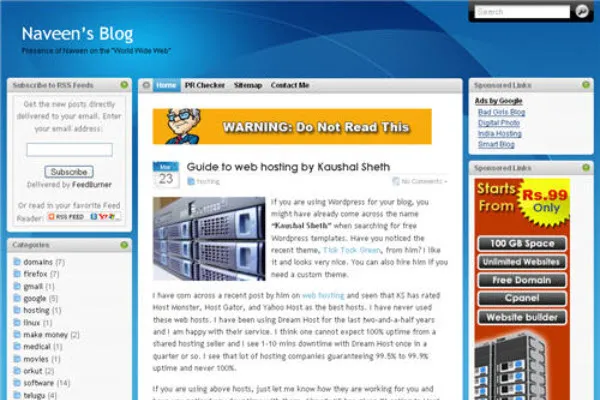 Personal Blog project screenshot